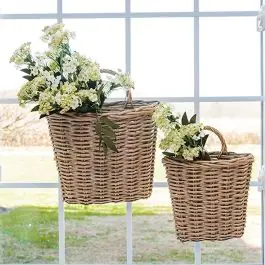 Budget Gray Wash Rattan Hanging Basket Set of 2