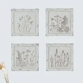 Floral Embossed Metal Wall Decor Set of 4 Trending