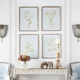 Gold Accent Framed Sepia Botanical Print Set of 4 Factory Price