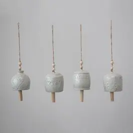 Glazed Stoneware Hanging Bell Set of 4 High Quality