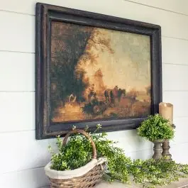 Framed Horse Print With Windmill Modern