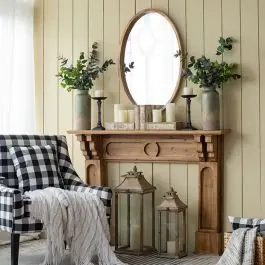 Viral Carved Fir Wood Mantel Shelf