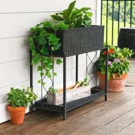 2 Tier Plant Stand With Basket and Tray Fresh Stock