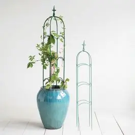 Crafted Finial Topped Metal Garden Trellis Set of 2