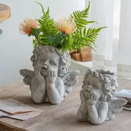 Sweet Cherub Angel Cement Planter One of Each Exclusive