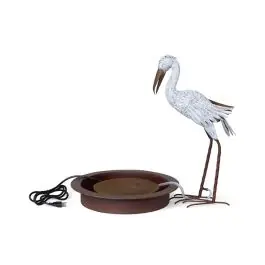 Fan Favorite Rustic Metal Egret Garden Fountain