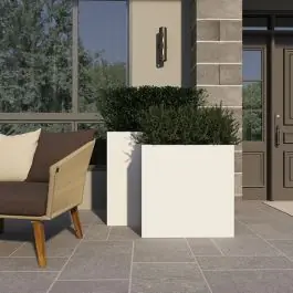 Modern Farmhouse White Metal Planters Set of 2 One Day Deal