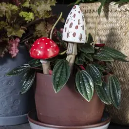 Ceramic Mushroom Plant Stake Set of 4 Worldwide Shipping