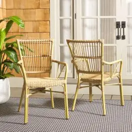 Natural Faux Rattan Patio Chair Set of 2 Bargain