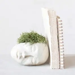 Certified Carved Visage Stoneware Planter