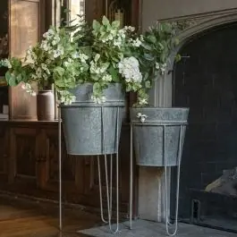 Express Delivery Galvanized Metal Bucket Planter Set of 2