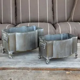 Footed Metal Planter With Handles Set of 2 Save Now