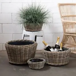 Rattan Planter With Pot Insert Set of 4 Buy Direct