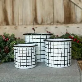 Professional Grade Patterned Enamel Pots Set of 3