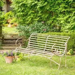 Reduced Price Antique White Rustic Garden Bench