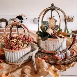 Rusted Corrugate Planter Set of 2 Fresh Stock