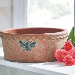 Top Rated Embossed Bee Terra Cotta Pot 10 Inch