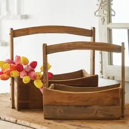 Wood Handled Crates Set of 2 Price Cut