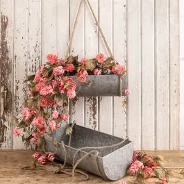 Farmhouse Metal Planter With Rope Hanger Set of 2 Buy Online