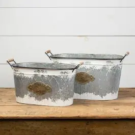 Rustic Garden Tub Planter Set of 2 Popular