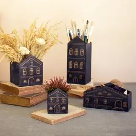 Rustic Wooden House Planter Collection Set of 4 Time-Limited