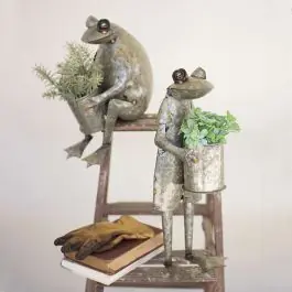 Buy Direct Rustic Galvanized Frog Planter Set of 2