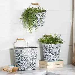 Country Cottage Patterned Metal Wall Planter Set of 3 Must Have