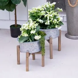 Galvanized Garden Bucket Planter on Stand Set of 2 Must Have