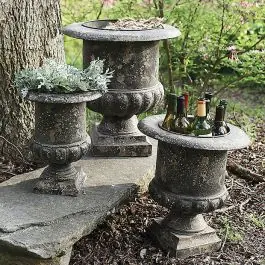Get Yours Black Metal Garden Urns Set of 3
