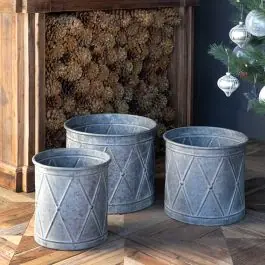 Top Pick Galvanized Drum Style Planters Set of 3
