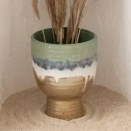 Buy Direct Reactive Glaze Footed Stoneware Planter