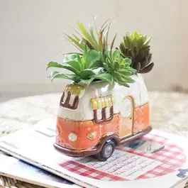 Retro Ceramic Camper Planter Affordable