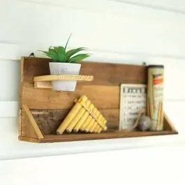 Exclusive Offer Recycled Wood Shelf With Pot Set of 2