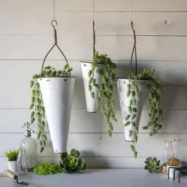 Weekend Sale Hanging Cone Metal Basket Planter Set of 3