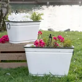 Certified Metal Planters With Faucet Accents Set of 2