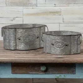 Scalloped Garden Bucket Planter Set of 2 Free Delivery
