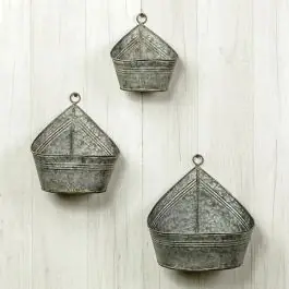 Metal Tear Drop Wall Bucket Planter Set of 3 Exclusive