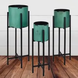 Latest Bright Planters on Dark Stands Set of 3