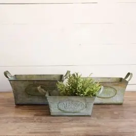 Galvanized Rectangular Planters With Handles Set of 3 Best Seller