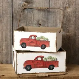 Money Back Guarantee Daily Delivery Truck Wooden Planter Caddy Set of 2
