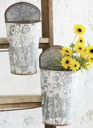Floral Print Wall Bucket Planter Set of 2 Limited Edition