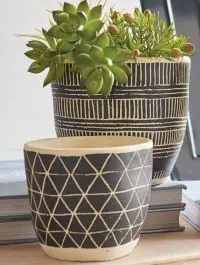 Patterned Cement Planter Pot Set of 2 Free Returns