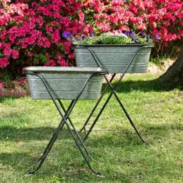 Viral Removable Galvanized Planters With Iron Stand Set of 2