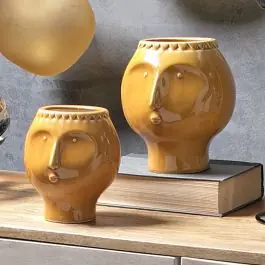 Best Seller Sculpted Face Ceramic Planter Pot Set of 2