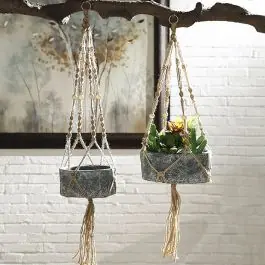 Weekend Sale Boho Macrame Hanging Planters Set of 2