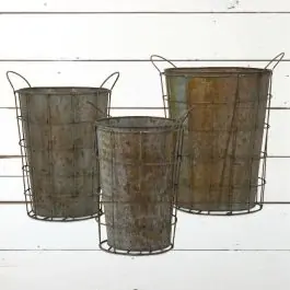 Garden Pots With Wire Mesh Caddy Set of 3 Direct From Factory