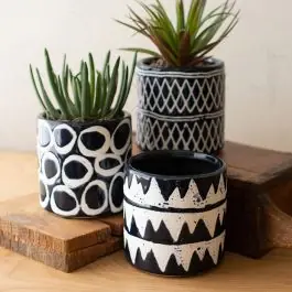 Artistic Pattern Ceramic Planters Set of 3 Affordable