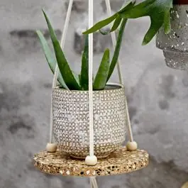 Crafted Woven Design Embossed Stoneware Planter