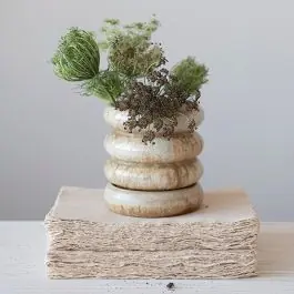 Buy Direct Reactive Glaze Stoneware Planter with Saucer Set of 2
