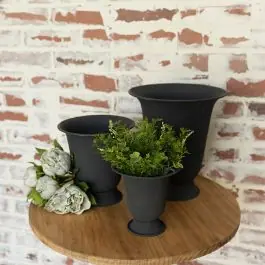 Rustic Metal Urn Pot Collection Set of 3 Fast Shipping